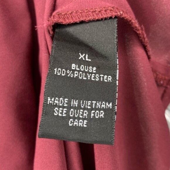 AGB Maroon Flowy Long Sleeve Lightweight Stretch Blouse XL - Picture 10 of 11